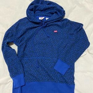 NWT Levi’s Hoodie 2018 Cheetah Print Blue Black Sz XS Cotton Casual Streetwear